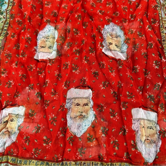 Vintage ATG All That Glitters Elegant Red/Black Santa Claus Women's Scarf 57”L - Picture 12 of 14